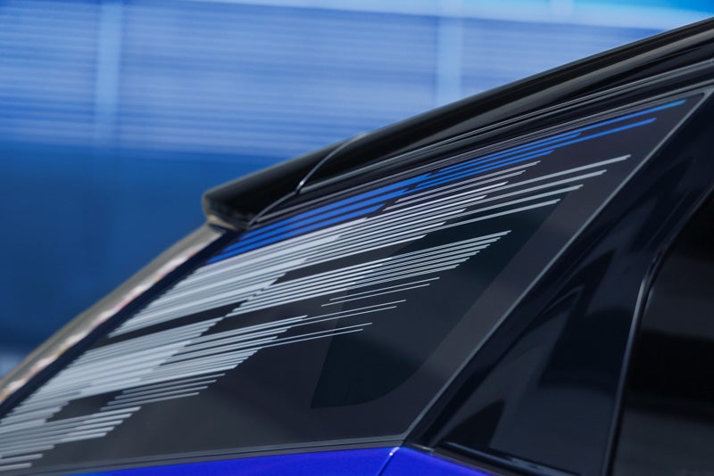 Close-up of the Modern Pattern on the 2026 OPTIQ-V Rear Quarter Glass | Bical Cadillac in Brooklyn NY